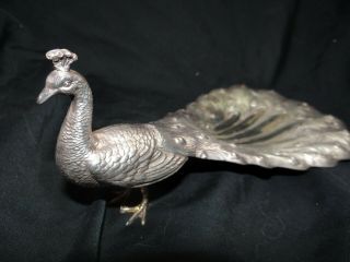 2 Extremely Rare Jennings Brothers Silverplate Peacock Pipe Cigar 1930s J.  B.  2528 2