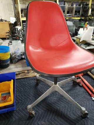 Vintage Eames Psca Upholstered Shell Chair Red Vinyl Authentic W/tags