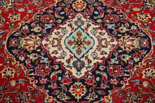 Vintage Traditional Floral Oriental Hand - Knotted 10 x 13 Red Wool Area Rug 10