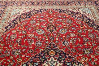 Vintage Traditional Floral Oriental Hand - Knotted 10 x 13 Red Wool Area Rug 12