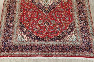Vintage Traditional Floral Oriental Hand - Knotted 10 x 13 Red Wool Area Rug 5