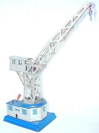 Us Zone Germany Harbour Dock & Railway Crane O Gauge Tin Toy Wind - Up Nm`50 Rare