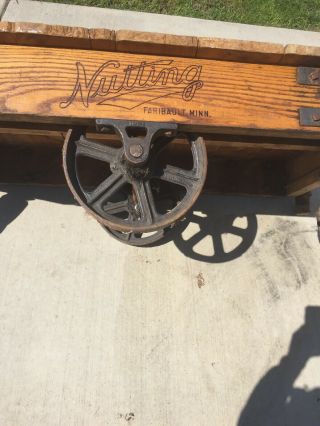Vintage Antique Industrial Factory Nutting Lumber Railroad Cart - Metal Wheels