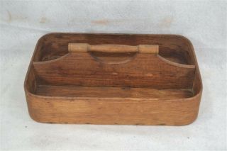 Knife Box Flatware Tray Bent Wood Oak Kitchen Primitive Antique 1800