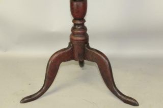 GREAT 18TH C CT QUEEN ANNE CHERRY CANDLESTAND IN FANTASTIC RED PAINT 4
