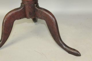 GREAT 18TH C CT QUEEN ANNE CHERRY CANDLESTAND IN FANTASTIC RED PAINT 6