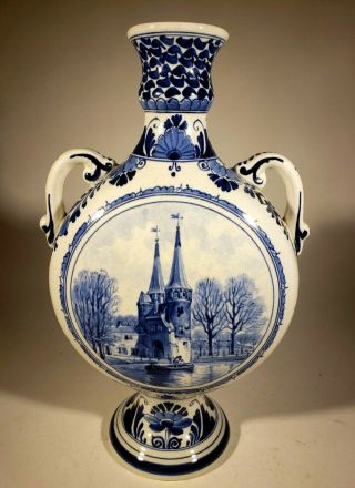 Artist Signed Delft Porceleyne De Fles Moon Flask Vase