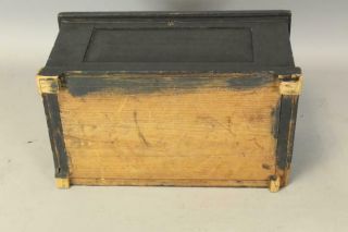 RARE 19TH C MINIATURE PA BLANKET OR DOWRY CHEST IN BLACK PAINT 10