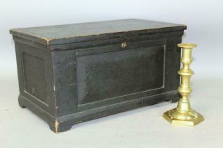 Rare 19th C Miniature Pa Blanket Or Dowry Chest In Black Paint