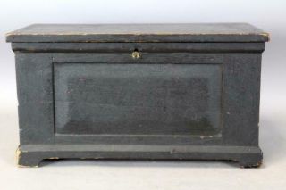 RARE 19TH C MINIATURE PA BLANKET OR DOWRY CHEST IN BLACK PAINT 2
