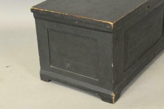 RARE 19TH C MINIATURE PA BLANKET OR DOWRY CHEST IN BLACK PAINT 4