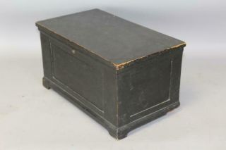 RARE 19TH C MINIATURE PA BLANKET OR DOWRY CHEST IN BLACK PAINT 6