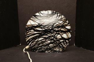 Vintage Murano Italian Art Glass Swirl Dome Table Lamp Black White 10 " Lighting