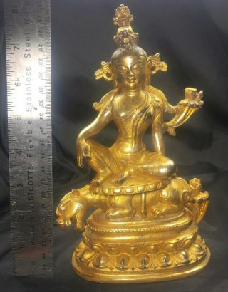 Ancient Chinese Statue Gold Gilt Copper Buddha Figure Over Hundred Years Old 2