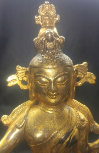 Ancient Chinese Statue Gold Gilt Copper Buddha Figure Over Hundred Years Old 3