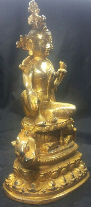 Ancient Chinese Statue Gold Gilt Copper Buddha Figure Over Hundred Years Old 5