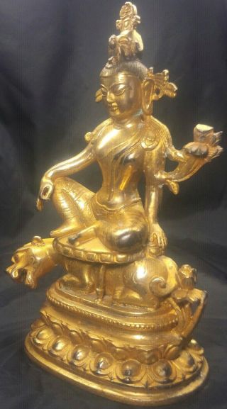Ancient Chinese Statue Gold Gilt Copper Buddha Figure Over Hundred Years Old 6