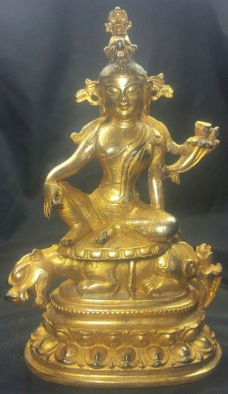 Ancient Chinese Statue Gold Gilt Copper Buddha Figure Over Hundred Years Old 7