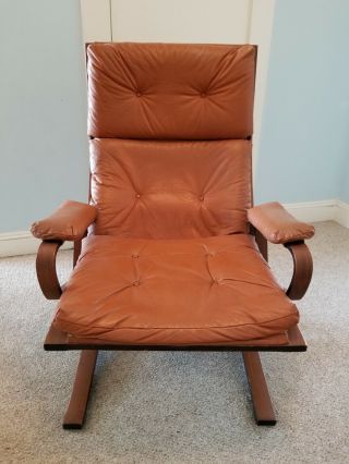 Vintage Eames Style Leather/wood Lounge Chair & Ottoman 1960s $200
