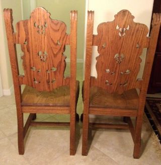 RARE Antique Woman Bust Royal High Back Lion Throne Chairs Hand Carved 8