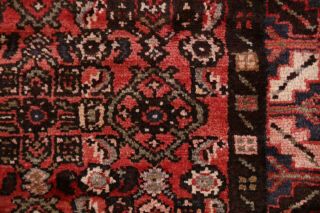 Vintage Geometric Wool Runner 4x9 Hamedan Persian Oriental Hand - Knotted Rug 10