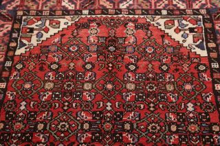 Vintage Geometric Wool Runner 4x9 Hamedan Persian Oriental Hand - Knotted Rug 12
