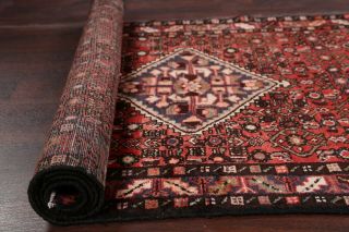 Vintage Geometric Wool Runner 4x9 Hamedan Persian Oriental Hand - Knotted Rug 8