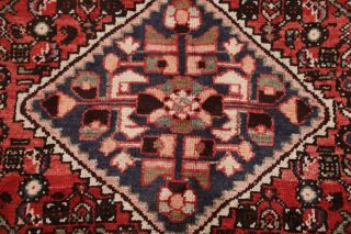 Vintage Geometric Wool Runner 4x9 Hamedan Persian Oriental Hand - Knotted Rug 9