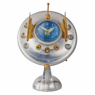Sputnik Space Ship Table Clock Ufo With Antenna Area 51 Style Fun Gift