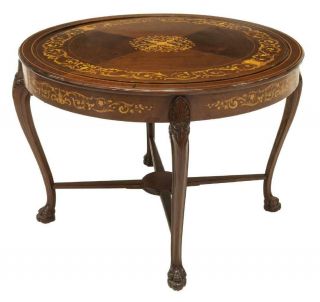 CONTINENTAL MARQUETRY REVOLVING TOP GAMES TABLE,  early 1900s 4