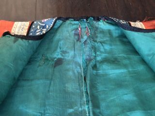 Antique Qing 19th C Chinese Silk Embroidery Woman’s Robe Chifu Qipao Art Textile 10