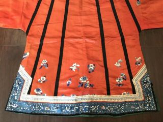 Antique Qing 19th C Chinese Silk Embroidery Woman’s Robe Chifu Qipao Art Textile 12