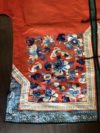 Antique Qing 19th C Chinese Silk Embroidery Woman’s Robe Chifu Qipao Art Textile 2