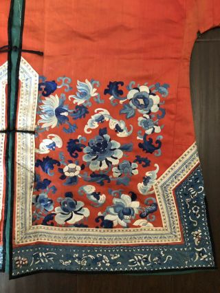 Antique Qing 19th C Chinese Silk Embroidery Woman’s Robe Chifu Qipao Art Textile 5