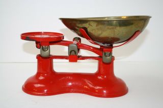 Victor England Red Cast Iron Scale Mercantile Countertop NO WEIGHTS Antique Vtg 10