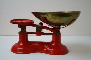 Victor England Red Cast Iron Scale Mercantile Countertop NO WEIGHTS Antique Vtg 11