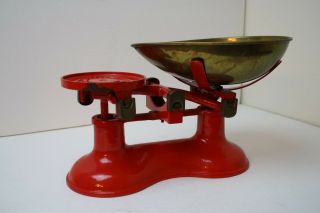 Victor England Red Cast Iron Scale Mercantile Countertop NO WEIGHTS Antique Vtg 12