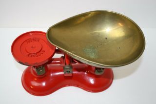 Victor England Red Cast Iron Scale Mercantile Countertop NO WEIGHTS Antique Vtg 2