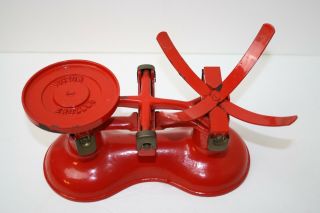 Victor England Red Cast Iron Scale Mercantile Countertop NO WEIGHTS Antique Vtg 3