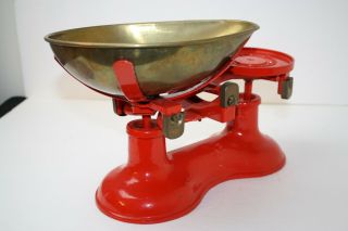 Victor England Red Cast Iron Scale Mercantile Countertop NO WEIGHTS Antique Vtg 9