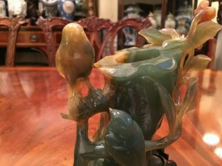 A Chinese 20th C Carved Agate Statue With Wooden Stand.