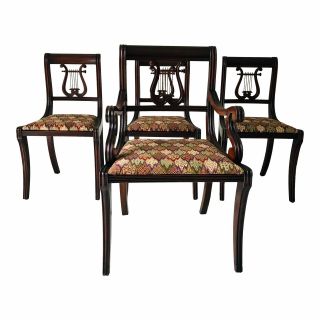 Vintage Lyre - Back Mahogany Dining Chairs S/4