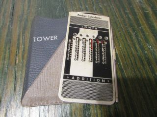 Tower Pocket Calculator Addition / Subtraction Pen & Case Vintage West Germany