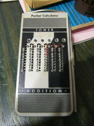Tower Pocket Calculator Addition / Subtraction Pen & Case Vintage West Germany 2