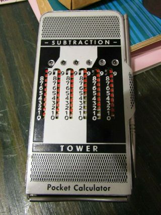Tower Pocket Calculator Addition / Subtraction Pen & Case Vintage West Germany 3