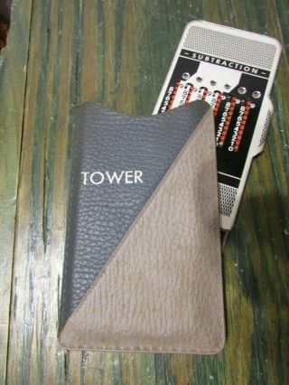 Tower Pocket Calculator Addition / Subtraction Pen & Case Vintage West Germany 6