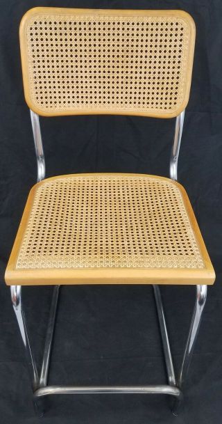 Mid Century Marcel Breuer Cesca 0990 Knoll Cane Chrome Cantilever Barstool Chair