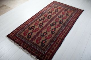 6.  7 X 3.  5ft Antique Hand Knotted Persian Rug,  Vintage Tribal Rug Brown Area Rug