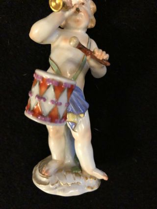 Meissen 19 c Porcelain Cherub Boy with Drum and Horn 3
