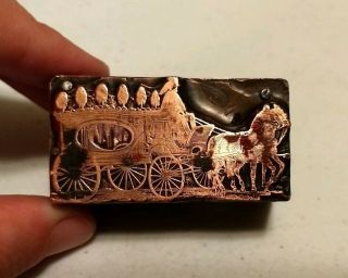 Vintage Letterpress Printing Block Ornate Horse And Carriage With Driver